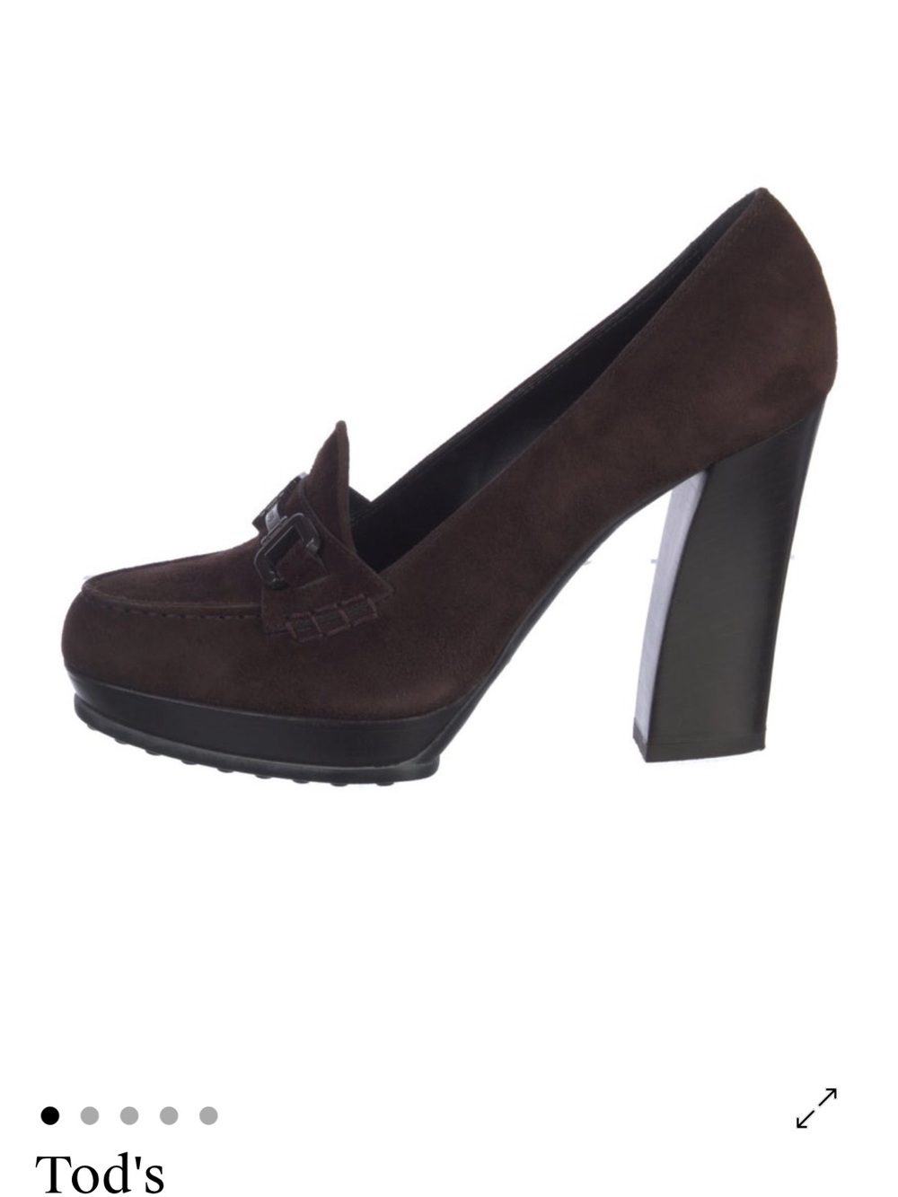 Tod's Dark Brown Suede Platform Loafer Pump